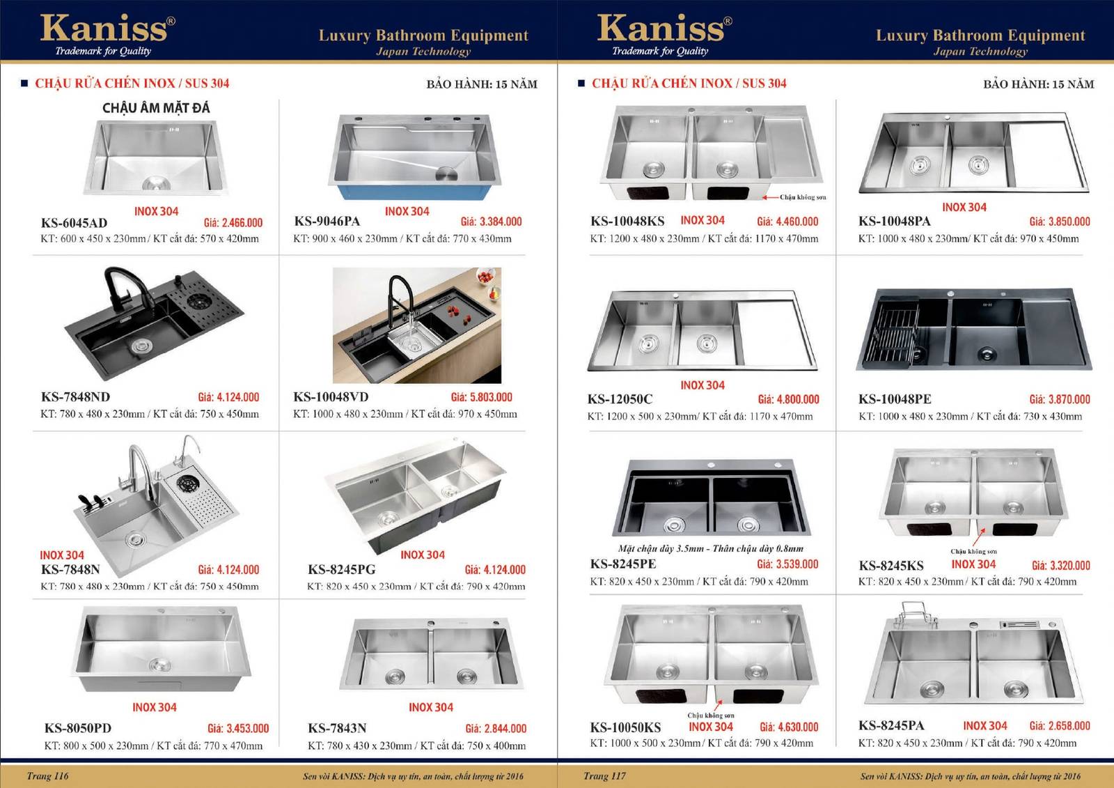 Bảng giá và Catalogue Thiết bị vệ sinh KANISS mới nhất 2025 /Page 59